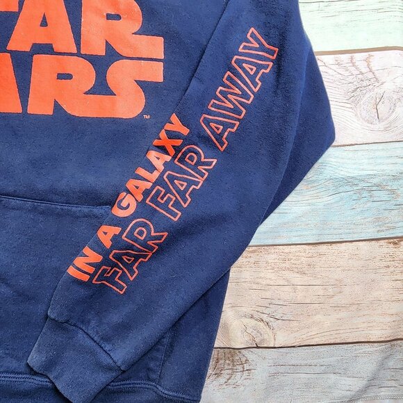 Star Wars Hoodie Medium Navy Fifth Sun Front & Arm Graphics Pullover - Picture 10 of 12